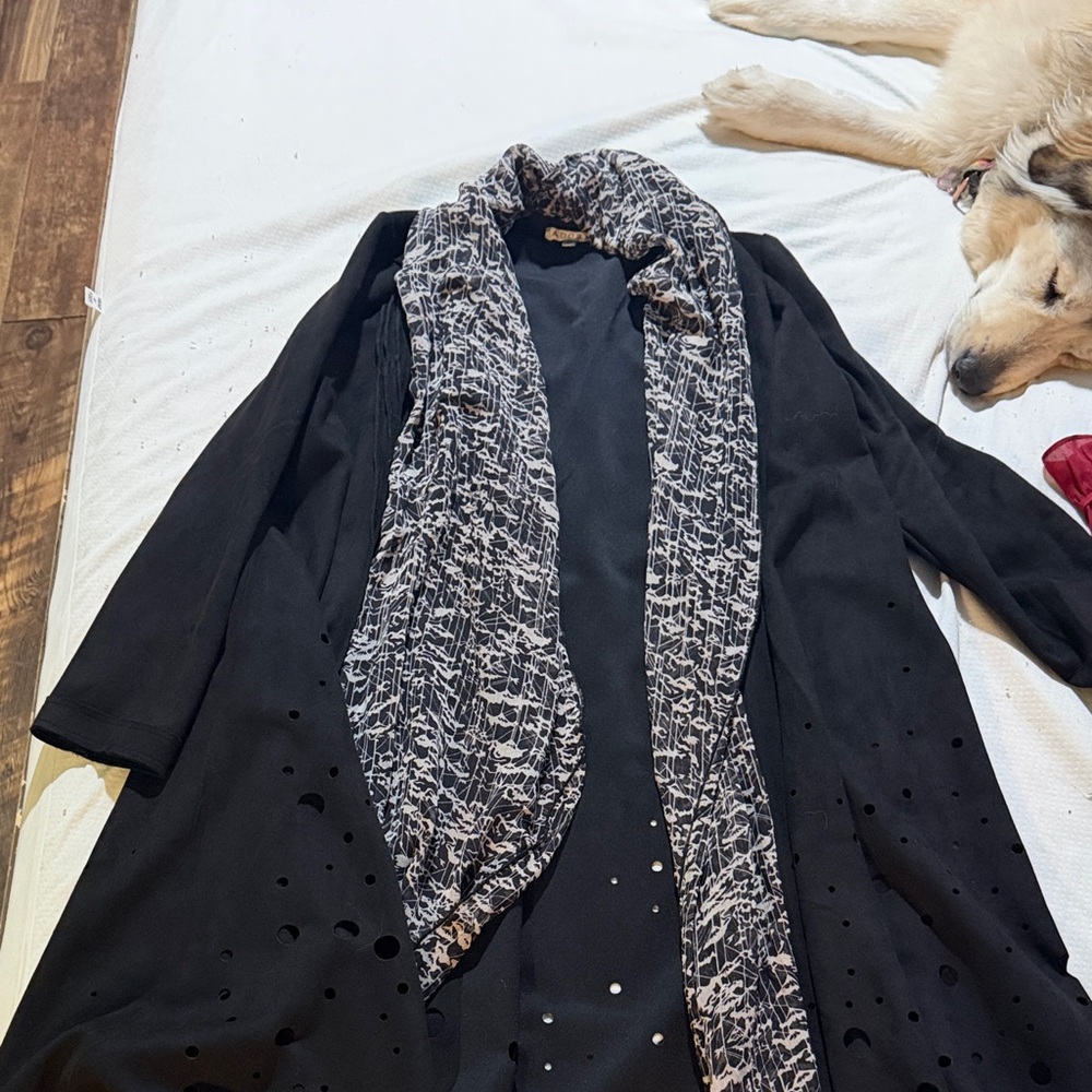 Adore Black and White Patterned Scarf